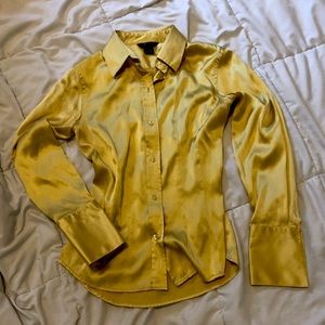 Silk gold button up top